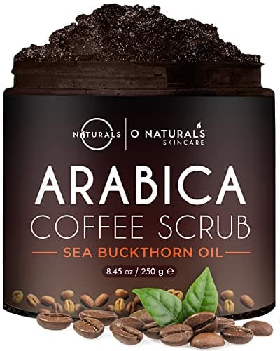 Image of O Naturals Coffee Arabica Exfoliating Dead Sea Salt Body Scrub. 100% Natural Detoxifying, Battles Cellulite, Wrinkles, Stretch Marks & Varicose Veins. Enriched w/Sea Buckthorn. Vegan 250 ml