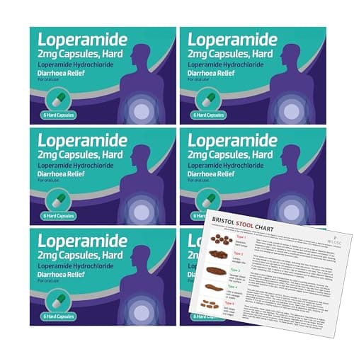 Image of Fast Acting Diarrhoea Tablets for Adults - Loperamide 2mg 6 x 6s (36 Capsules) Bundle with a Wilosc Stool Chart
