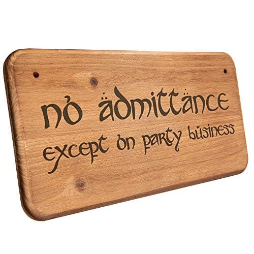 Image of getDigital Wooden Sign No Admittance Except on Party Business - Wall Decoration Plague for Geeks, Nerds and Fantasy Fans - 13 x 15 x 1 cm Wood