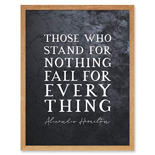 Image of Artery8 Slate Quote Alexander Hamilton Stand Nothing Fall Everything Art Print Framed Poster Wall Decor 12x16 inch