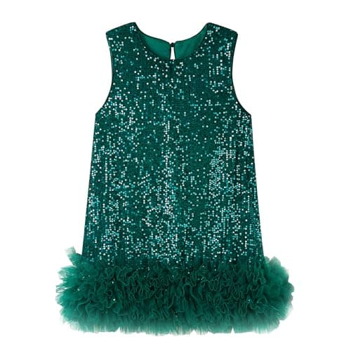 Image of Miipat Toddler Girls Sparkly Sequin Dress Elegant Sleeveless Princess Little Kids Glitter Dresses for Birthday Party Wedding (Green, 3-4 Years)