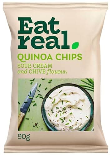Image of Eat Real Chips Variety Pack | Lentil, Quinoa & Hummus Chips | Gluten-Free, Vegan Snacks | Healthy Baked Crisps | Mixed Flavours Pack (Eat Real Quinoa Chips - Sour Cream & Chive 90g)