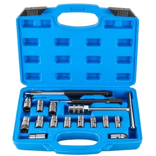 Image of DASBET 17PCS Diesel Injector Seat Cutter Injector Seat Cleaning Kit Professional Diesel Injector Seat Cutting Tool Fuel Injector Carbon Remover Set Universal Injector Cleaner Set for Residues Removal