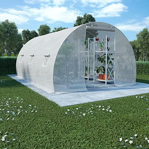Image of BaraSh Greenhouse 13.5m² 450x300x200 cm,Greenhouse Large Walk-In Green House Garden Plants Grow Galvanized Base Aluminium Frame with Slide Door