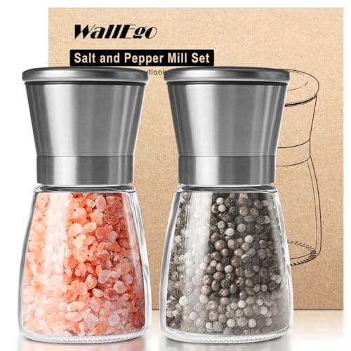 Image of Salt and Pepper Grinder Set, Adjustable Coarseness Salt Shakers, Premium Ceramic Glass Body Salt and Pepper Mills [Without Spice Content]