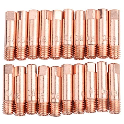 Image of 20Pcs Copper Contact Tip, Mig Mag Welding Machine Welding Nozzle Contact Tube Welding Torch Welding Tips for Binzel 15AK MIG/MAG Welding Torch (0.8)