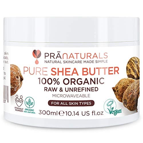 Image of PraNaturals 100% Organic Shea Butter 300ml, Pure Raw Unrefined A Grade African Ivory All-Natural Microwaveable Smooth Shea Nut Lip Balm Body Butter Moisturiser Cream Lotion for All Skin Face Hair Type