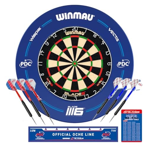 Image of WINMAU PDC Blade 6 Dartboard Surround Set - Professional Darts Accessories - Includes Blade 6 Dart board, Surround, 2 Sets of Precision Darts & more