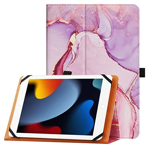 Image of HGWALP Universal Case for 9"-11" inch Tablet, Folio Protective Case Cover with Stand Function and HandStrap,Suitable for 9",9.7",10", 10.1", 10.5", 11.1" Tablet-Marble Pink