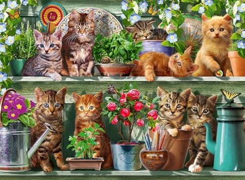 Image of Ravensburger Cats on the Shelf 500 Pieces Jigsaw Puzzle for Adults and Kids Age 10 Years Up