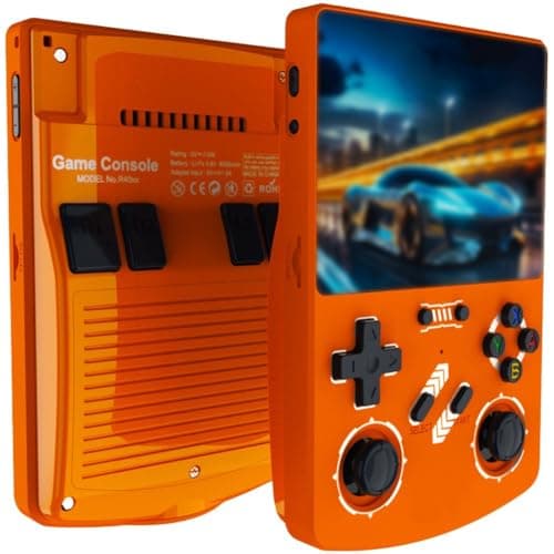 Image of Gettimore R40XX Handheld Game Console 4.2 Inch HD Screen, 128GB Retro Gaming Device with Bluetooth for Two-Player Mode, Linux System Compatible Orange