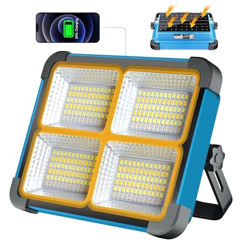 Image of 100W ErayLife Rechargeable LED Work Light, 10000LM Portable Work Solar Light, Magnetic Worklight with 5 Modes, Waterproof Floodlight with Stand for Car Repairing, Garage Workshop Job Site Lighting