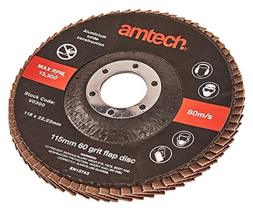 Image of Amtech - 115mm 60 grit flap disc, Durable Aluminium Oxide Grinding Disc for Metal, Wood and Plastic Finishing