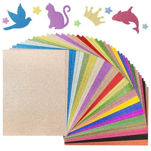 Image of Bellanova 40 Sheets of Glitter Paper A4 Craft Cardstock Set, 20 Colours, for Scrapbooking, Photo Albums, Holiday Decorations and DIY Creative Design Projects for Handmade Card Making