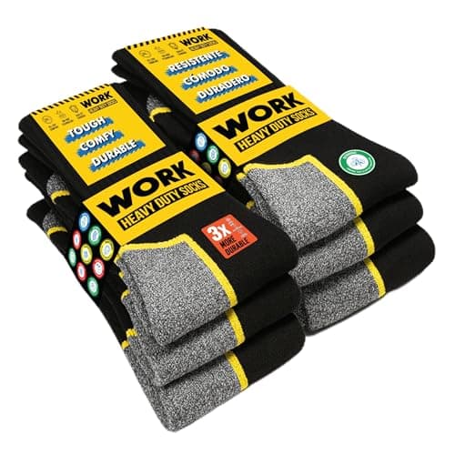 Image of SOXCO 6 Pairs Men’s WORK Socks Black Crew Length, 9-11