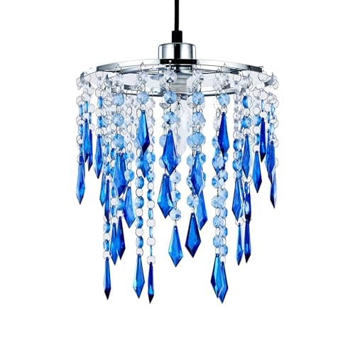 Image of Innoteck Cherry Ceiling Chandelier Acrylic Light Shade – Ocean Blue– Easy-Fit Pendant Shade for Bedroom, Kids Room, Living Room & Hallway – Includes E27 to B22 Converter – Home Decorative Lamp Shade
