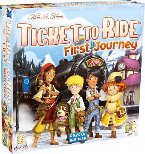 Image of Asmodee Ticket to Ride Europe First Journey Board Game - Strategic Train Adventure, Family Fun for Kids & Adults, Ages 6+, 2-4 Players, 15-30 Minute Playtime