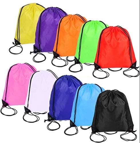 Image of kuou 10Pcs Drawstring Bag, Drawstring Backpack for Picnic Gym Sport Beach Travel Storage 10 Colors