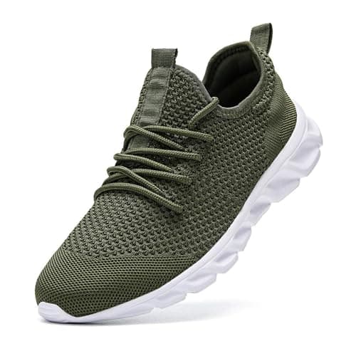 Image of Damyuan Mens Trainers Running Shoes Slip on Walking Tennis Gym Casual Sneakers Athletic Comfortable Sport Shoe Green Size 12
