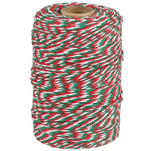 Image of Tenn Well Red Green and White Twine, 200m Cotton Bakers Twine String Perfect For Kitchen Cooking, Baking, Butchers, DIY Crafts, Wrapping