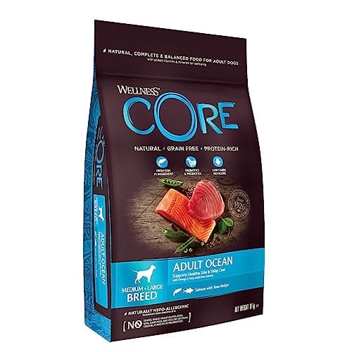 Image of Wellness CORE Ocean 10 kg, Salmon & Tuna – Dry Dog Food for Medium to Large Breeds, Grain-Free, Natural, Hypoallergenic, Protein-Rich, High Fish Content, Supports Healthy Skin & Shiny Coat