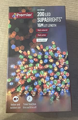 Image of Premier Multi-Coloured 200 LED Christmas Lights Supabrights