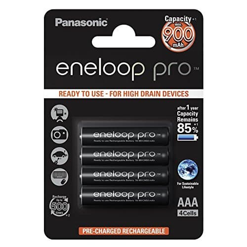 Image of Panasonic Eneloop Pro AAA Micro 930mAh Eneloop NiMH Ready to Use Rechargeable Battery BK 4HCCE/4BE (4 Eneloop Pro Batteries),BK-4HCC