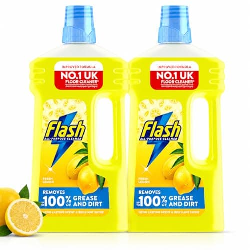Image of Flash All Purpose Floor Cleaner Liquid Fresh LEMON Scent, 1L (Pack of 2) TBL PRO