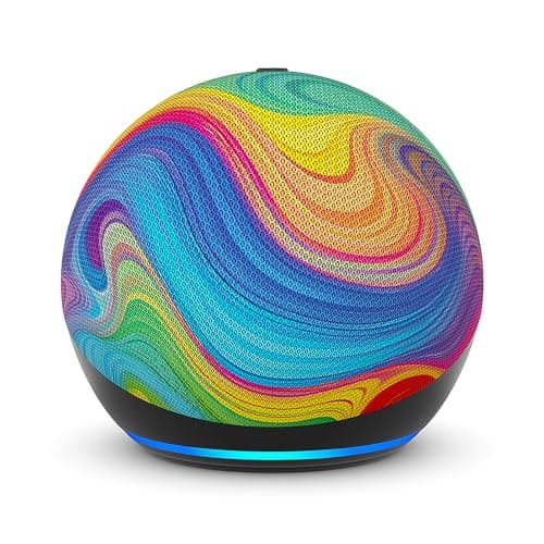 Image of Echo Dot Kids (newest gen) | Wi-Fi and Bluetooth smart speaker | With 1 year of Amazon Kids+ content | Rainbow Swirl, with Alexa+ Early Access