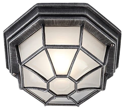 Image of Traditional Hexagonal Black/Silver Flush Ceiling Porch Light by Happy Homewares