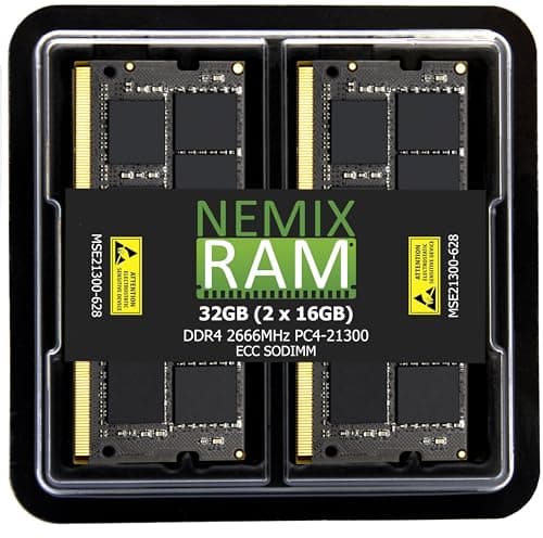 Image of NEMIX RAM 32GB (2X16GB) DDR4 2666MHZ PC4-21300 2Rx8 1.2V CL19 260-PIN ECC Unbuffered SODIMM NAS Memory KIT Compatible with Synology DiskStation DS3617xsII
