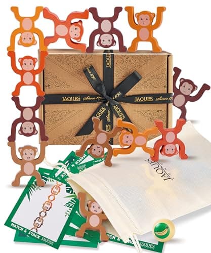 Image of Jaques of London Monkey Stacking Game | Animal Stacking Toys for 1 2 3 Year Old Boys and Girls | Wooden Toddler Toy | Since 1975