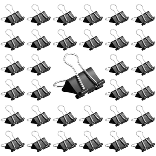 Image of HXMJIED 48pcs Black Metal Binder Clips, 25mm, Foldback Clips for School, Office, Home