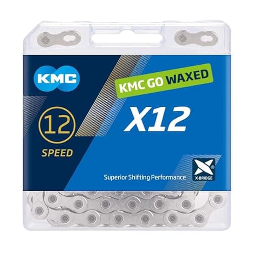 Image of KMC | Wax X12 Bicycle Chain 12-Speed | Mountain Bike/Road/Gravel | 12 Speed Chain: Shimano, SRAM, Campagnolo Compatible | 126 Links, Missing Link Included | Silver
