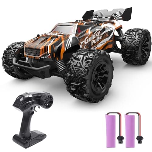 Image of DEERC RC Car, Remote Control Monster Truck W/ 2 Batteries for 40 Min Play, All-Terrain 2.4GHz RTR Rock Crawler Toy Gift for Boys Girls Kids Beginners Orange