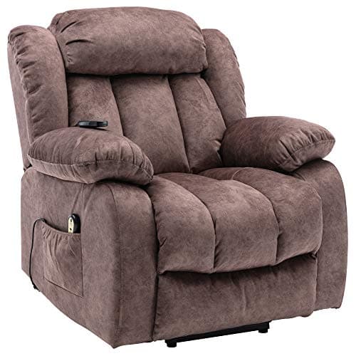 Image of Power Massage Lift Recliner Chair with Heat & Vibration for Elderly, Heavy Duty and Safety Motion Reclining Mechanism - Antiskid Fabric Sofa Contempoary Overstuffed Design (Brown)
