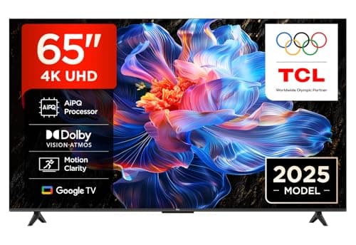 Image of TCL 65V6C-UK 65" 4K Ultra HD, HDR TV, Smart TV Powered by Google TV (Dolby Audio, Voice Control, compatible with Google assistant, Chromecast built-in, 2025 New Model)