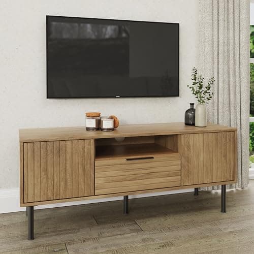 Image of GFW Nervata TV Unit Modern Storage Media Entertainment Living Bedroom Oak