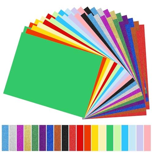 Image of XHYASD 40 Sheets A4 Glitter & Matte Coloured Cardstock Paper, 20 Colours (2 Packs), 250gsm Thick Non-Shed Sparkle & Smooth Craft Paper for Cricut, DIY Crafts, Scrapbooking & Card Making