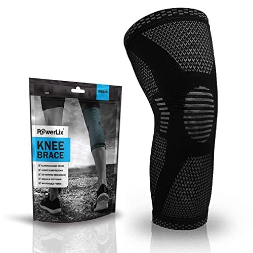 Image of POWERLIX Knee Support for Women/Men, Knee Brace Compression Sleeve Support for Arthritis, Joint Pain, Ligament Injury, Meniscus Tear, ACL, MCL, Tendonitis, Running, Squats, Sports, Black, Medium