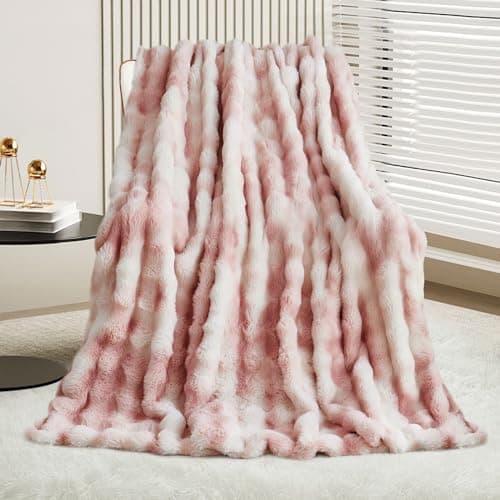 Image of GKXLH Soft Fluffy Blanket - Fuzzy Throw Blanket for Couch, Plush Rabbit Faux Fur Blanket, Cute Cozy Blankets for Women, Thick Warm Bubble Blankets for Bed Sofa Bedroom Living Room - 39" x 63" Small