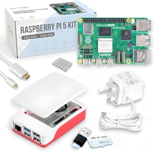 Image of db-tronic Raspberry Pi 5 16GB Starter Kit | 128GB Edition | 27W Power Supply | Case with Cooling Fan | Heatsink | 4K Micro HDMI Cable | Ideal for Smart Home, Retro Gaming & Home Assistant