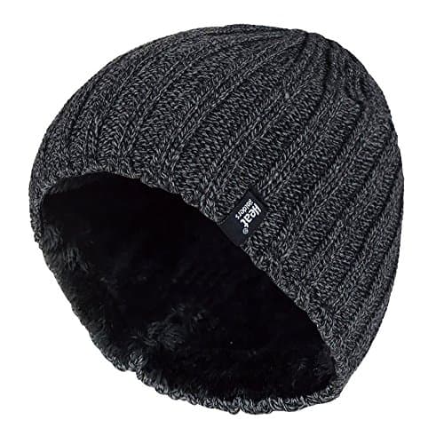 Image of HEAT HOLDERS - Men's Thermal Fleece Lined Ribbed Knitted Winter hat 3.4 tog - One Size (One Size, Grey)