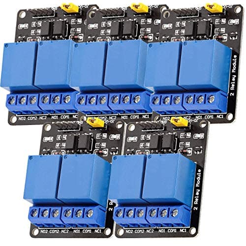 Image of AZDelivery 2 Channel Relay Module DC 5V with Optocoupler Low-Level Trigger Relay Shield Board Compatible with Arduino and Raspberry Pi Including E-Book! (Pack of 5)