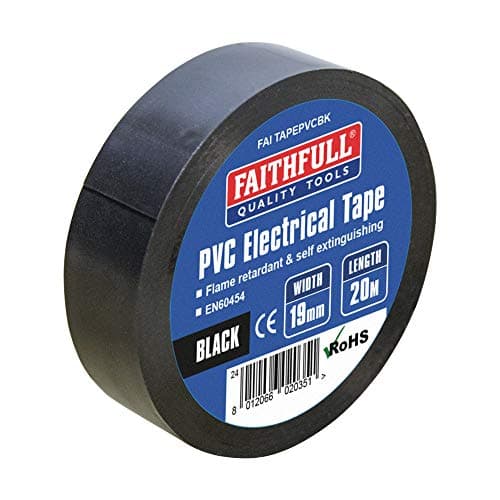 Image of Faithfull FAITAPEPVCBK Black PVC Electrical Tape 19 mm x 20 m