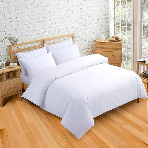 Image of Ghazlan 100% Egyptian Cotton Duvet Cover Set, White, 400 Thread Count Duvet/Quilt Cover Set, Sateen Weave Long Staple Ultra Soft 3 Piece Luxury Bedding Set (White, King)