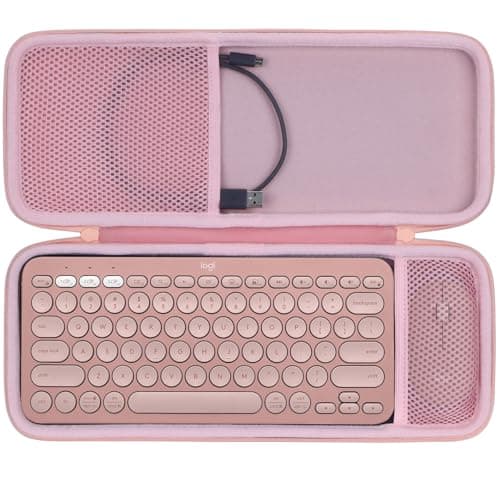 Image of Lebakort Hard Carry Case Compatible with Logitech Pebble Keys 2 Combo K380s K380 Wireless Keyboard + M350 Pebble Mouse Combo (Pink Case)
