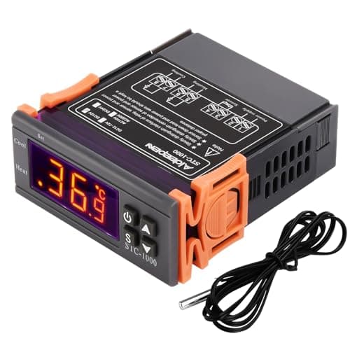 Image of Aideepen STC-1000 Temperature Controller, DC 12V 10A All-purpose Digital Thermostat with NTC Sensor Probe for Fermentation Hatch Freezer Heating and Cooling
