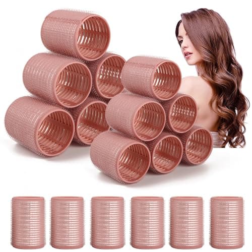 Image of xnicx 18pcs Hair Rollers,Self Grip Ceramic Ionic Thermal Hair Roller Curlers,Large Rollers Curlers for Hair Volume Curling,Hair Curlers no Heat for Long Short(Pink)