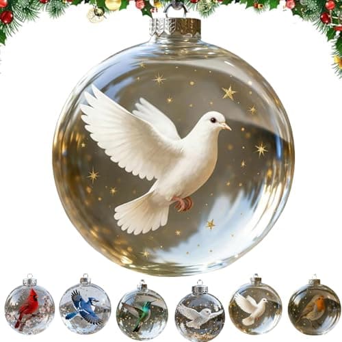 Image of Birds Christmas Glass Bauble Collection 2026,Clear Plastic Christmas Balls,Lifelike Birds,Festive Tree Decorations,Holiday Hanging Baubles, Collectible Keepsake Gifts (F)